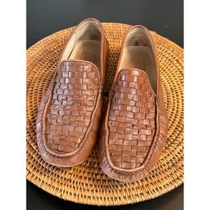 Mercanti Fiorentini Relax Brown Woven Leather Driving Loafers Mens 9M MF.42901V